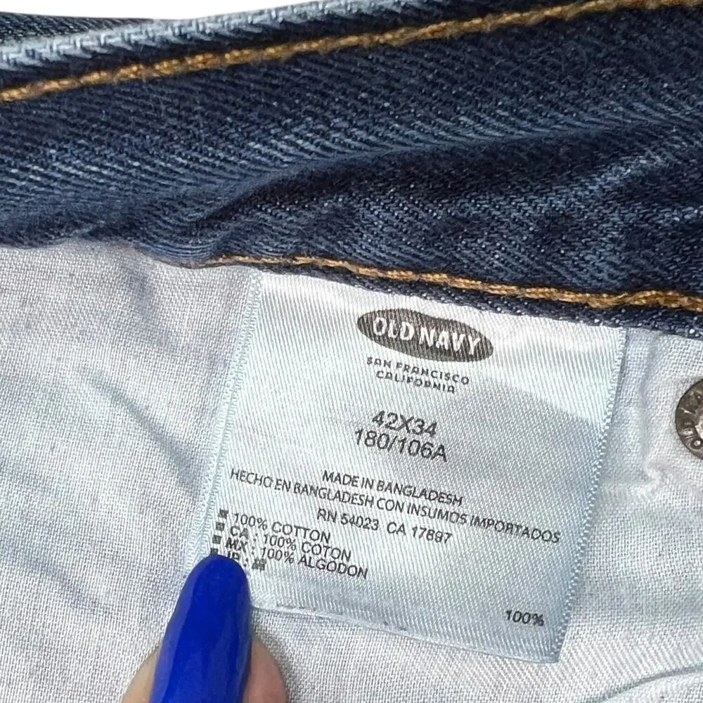 Old Navy Straight Leg Denim Jeans FLAW Dark Wash Mens Size 42x32